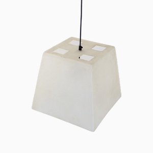 Lampada a sospensione quadrata in simil fibra di vetro attribuita a Roche Bobois, anni '90