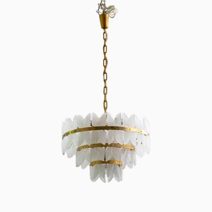 Hollywood Regency Corina Chandelier in Iceglass and Brass from Kalmar Franken, 1960s