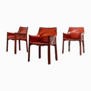 Sedia Cab 413 in pelle di Mario Bellini per Cassina, anni '80
