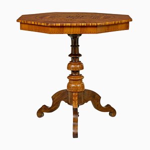 19th Century Italian Inlaid Walnut Sorrento Table, 1890s
