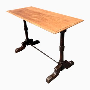Mesa de bistró francesa con tablero de madera de olmo claro