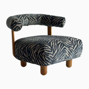 Sedia grande in pino in tessuto blu royal