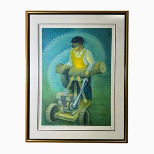 Louis Tofoli, Le Scieur de Bois, 20th Century, Lithograph