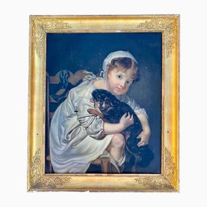 Jean-Baptiste Greuze, Little Girl and Her Dog, Oil on Canvas, 19th Century