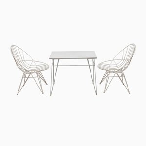 Chaise Combex Wire et Table Combex Wire par Cees Braakman pour Pastoe, Pays-Bas, 1950s, Set de 3