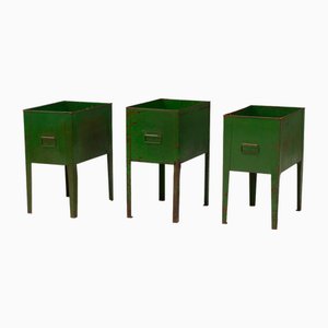 Green Metal Bins, 1940, Set of 3