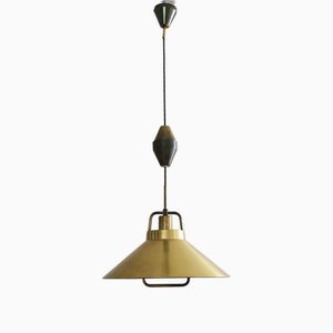 Dänische Hängelampe aus Messing von Fritz Schlegel für Lyfa, 1960er
