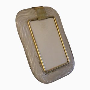 Milchweißer Bilderrahmen aus gedrehtem Muranoglas & Messing von Barovier E Toso von Barovier & Toso