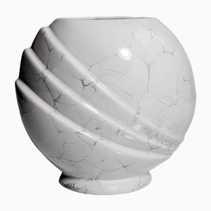Art Deco Shell Vase in Foam Glaze Ceramic, 1980s