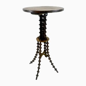 Antique Victorian Folk Art Wood Spool Side Table