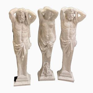Debert, Atlas & Atlantes Skulpturen, 1874, Gips, 3er Set