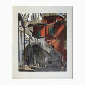 Niklavs Strunke, Rome, Trastevere, 1963, Mixed Media on Paper