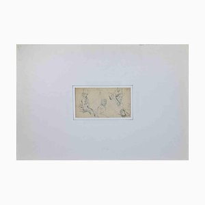 Henri Félix Emmanuel Philippoteaux, Figures of Men, Pencil Drawing, Mid-19th Century