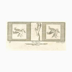 Secondo De Angelis, Birds Pompeian Fresco, Etching, 18th Century