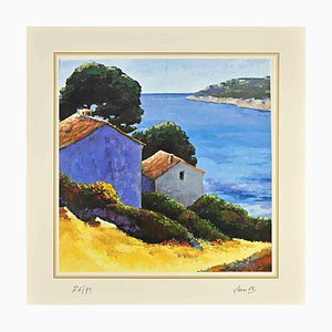 After Nicholas Verrall, The Houses on the Lake, Lithograph, Late 20th Century