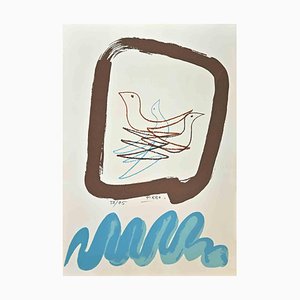 Marcello Pirro, Tauben, Lithographie, 1970er