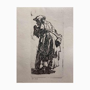 Charles Amand Durand d'après Rembrandt, Vieille mendiante à la gourde, Gravure, 19e siècle