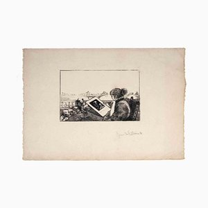 Jean De Caldain, Retrato de mujer, Litografía, Mid-Century