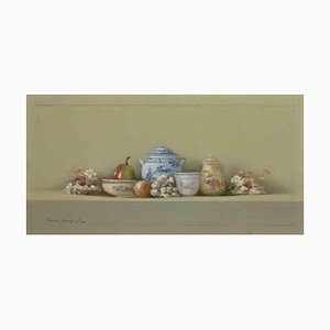 Pierre Jacqueline, Still Life with Pots, Watercolor, 1980s
