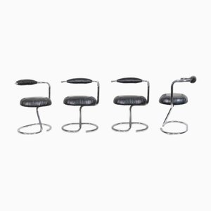 Black Cobra Chairs by Giotto Stoppino, Italy, 1970s, Set of 4