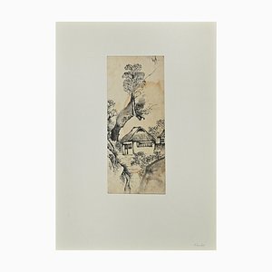Nishimura Nantei, Village, Ink Drawing, Early 19th Century