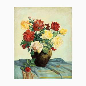 Desconocido, Bodegón con rosas, Pintura al óleo, años 50