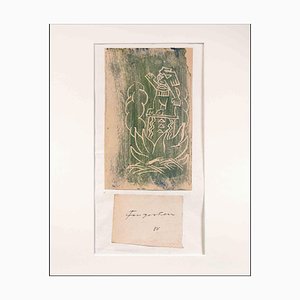 Michel Fingesten, Man in Pot, Gravure sur Bois, 1930s