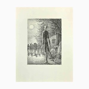 Wladyslaw Jahl, The Departure of Don Quixote, Etching and Drypoint, 1951