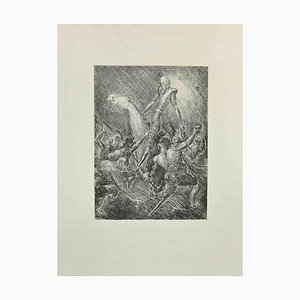 Wladyslaw Jahl, Don Quixote Surrounded, Etching, 1951
