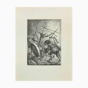Wladyslaw Jahl, Don Quixote in the Chariot, Etching, 1951
