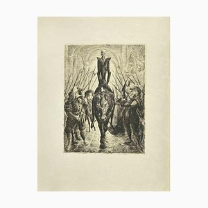 Wladyslaw Jahl, The Arrival of Don Quixote, Etching and Drypoint, 1951
