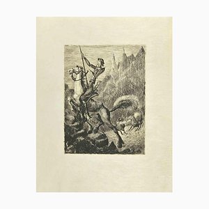 Wladyslaw Jahl, Don Quixote, Etching and Drypoint, 1951