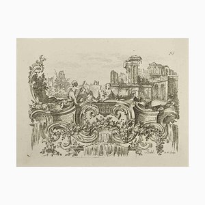 Pierre-Edme Babel, Dreamy Landscape, Etching, 18th Century