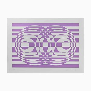 Victor Debach, Composición abstracta en morado, serigrafía, años 70