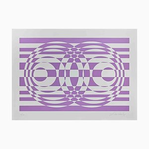 Victor Debach, Abstract Composition in Purple, Screen Print, 1970s