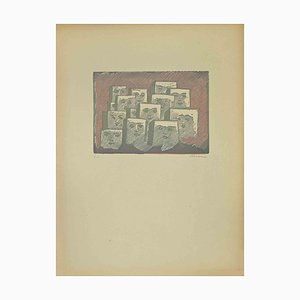 Mino Maccari, Visages, Linogravure, 1940s