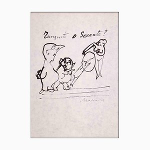 Mino Maccari, Tangent or Annoying?, Ink Drawing, 1970s