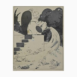 Bruno Angoletta, The Pope, China Ink Drawing, 1909