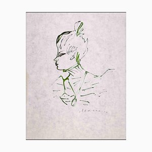 Mino Maccari, Portrait, Ink Drawing, 1970s