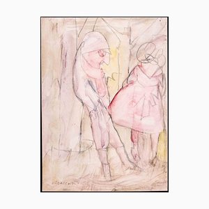 Mino Maccari, The Couple, Watercolor, 1970