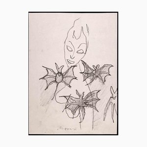 Mino Maccari, Bats, Drawing, 1970