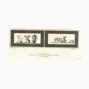 Carlo Oraty, Ancient Roman Fresco, Original Etching, 18th Century