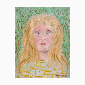 Lucie Navier, Joven rubia, óleo original sobre cartón, años 30