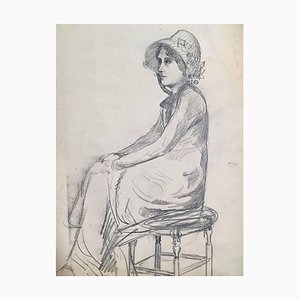 René Francois Xavier Prinet, Portrait of a Young Woman, 1900s, Pencil Drawing