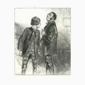 Paul Gavarni, The Conversation, Original Lithograph, 1881