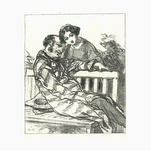 After Gavarni, Gentle Fondness, Original Lithograph, 1881