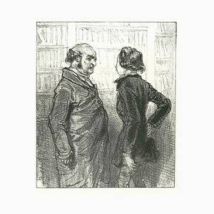 Paul Gavarni, The Conversation, Original Lithographie, 1881