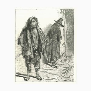 After Gavarni, The Vagabonds, Original Lithograph, 1881