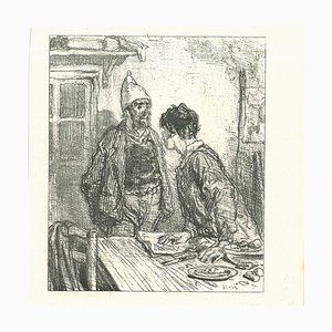 Paul Gavarni, The Conversation Over the Table, Original Lithograph, 1881
