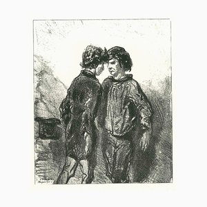Paul Gavarni, The Duel, Original Lithographie, 1881